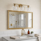 Luster - 3 Lights Vanity With Clear Wall Lamp Satin - Clear / Gold