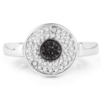 0.20 Carat Genuine Black Diamond and White Diamond .925 Sterling Silver Ring