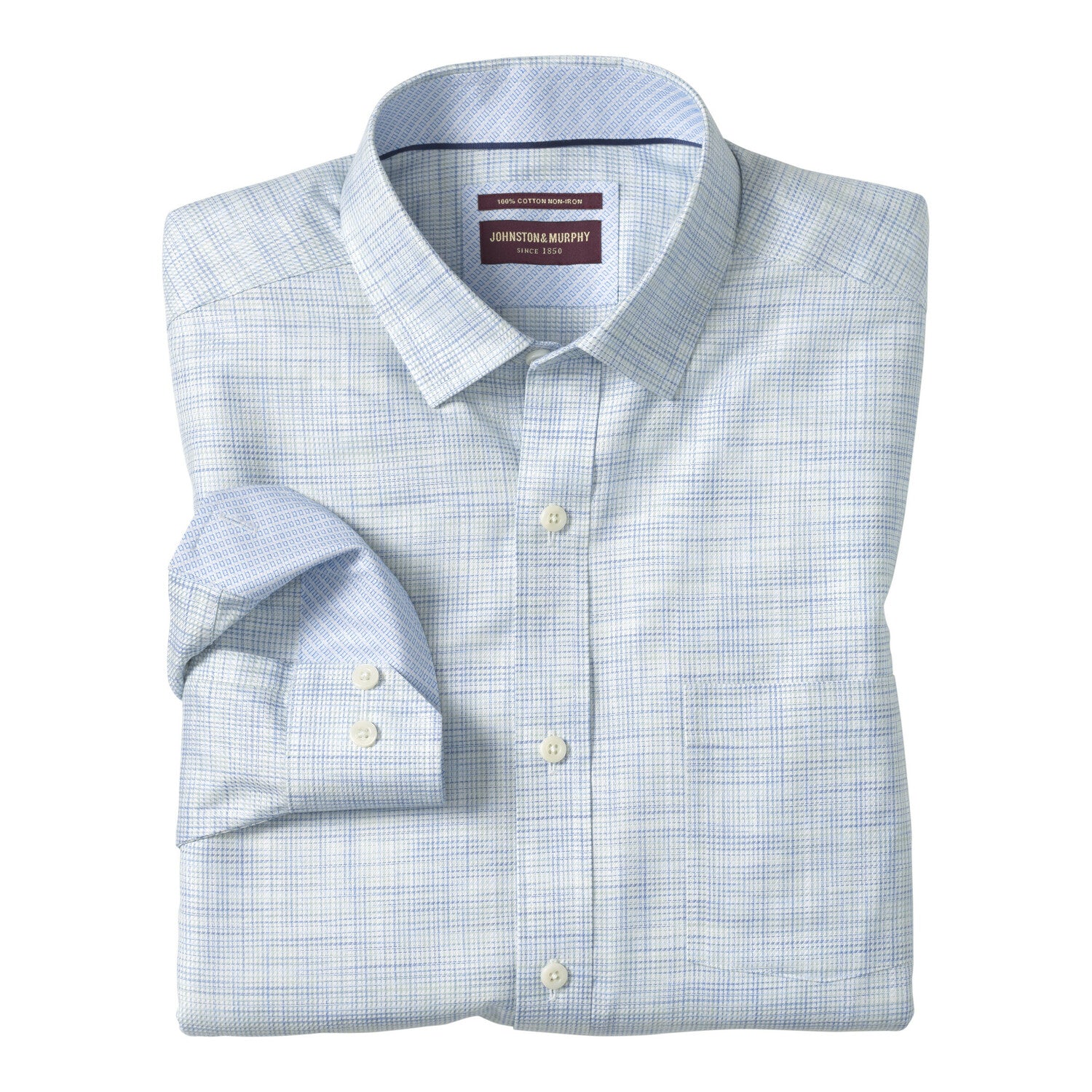 Ovation Non-Iron Dress Shirt // Green/Blue Cross Hatch