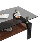 Modern Rectangular Coffee Table With Tempered Transparent