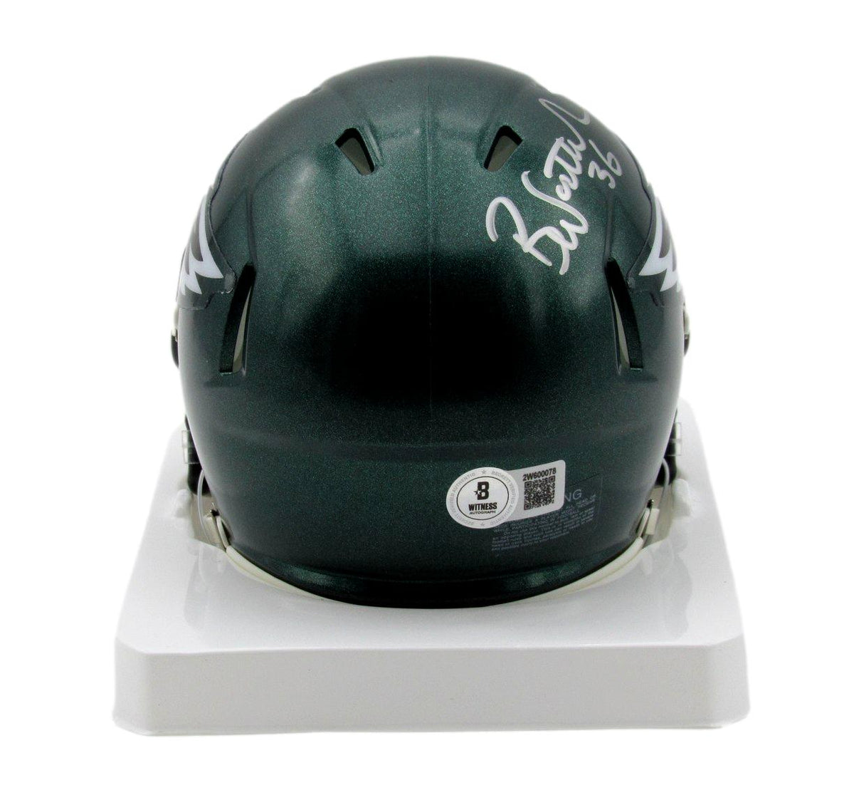 Brian Westbrook Autographed/Signed Eagles Speed Mini Helmet Beckett 193084