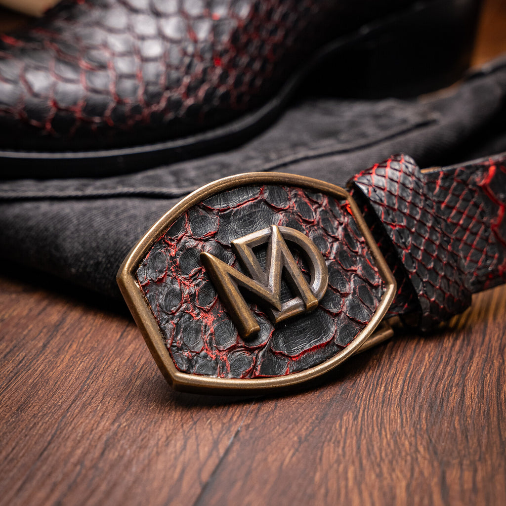 Western Collection Kansas // Python Leather Cowboy Boot // Black Cherry