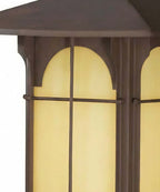 Aztec 14"H 1-Light Olde Brick Bronze Finish with Amber Honey Opal Glass Shade Outdoor Wall Lantern