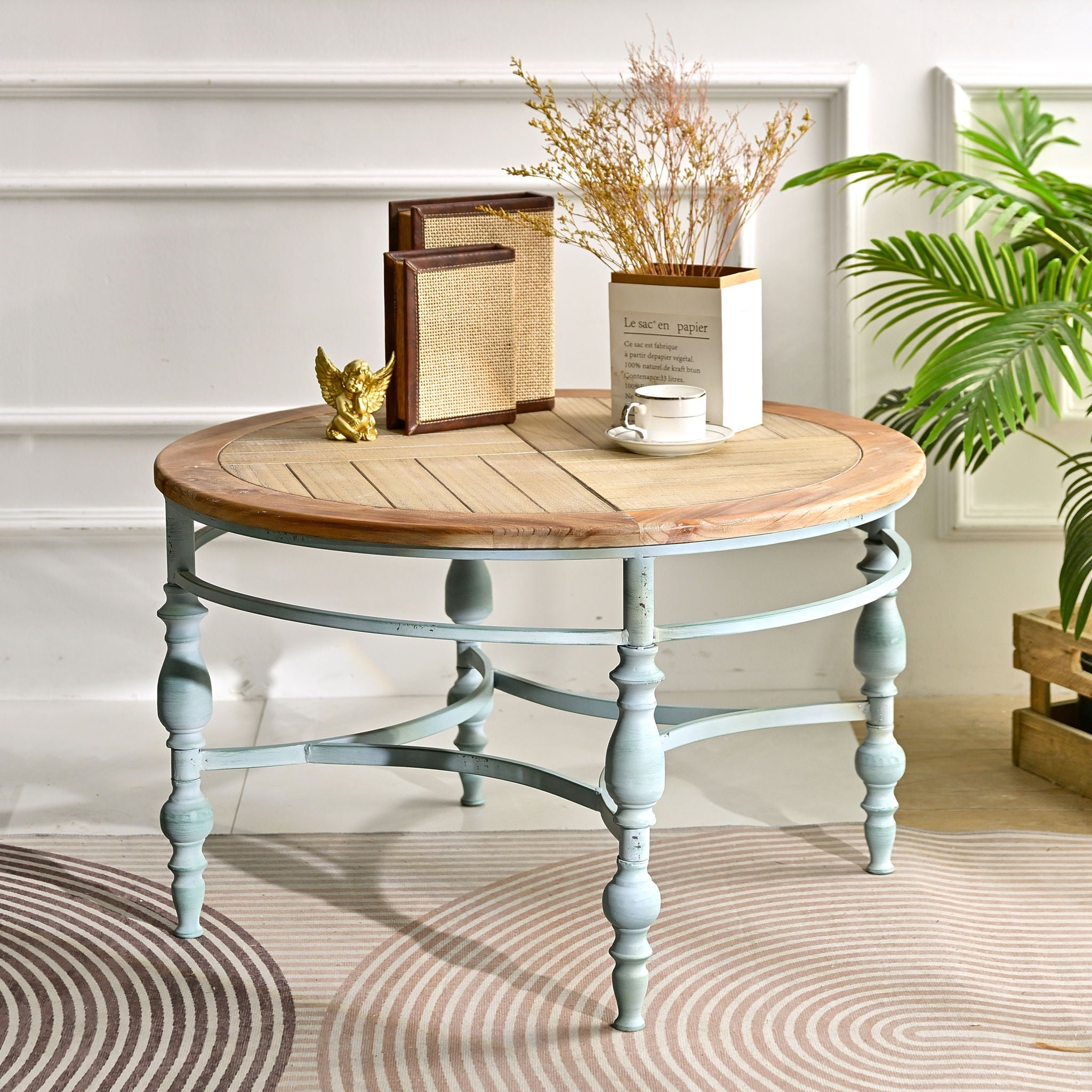 Round Top Carved Table