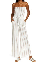 Elan White Stripe Swim Cover-Up Jumpsuit - XSmall