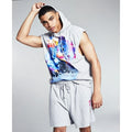 Men's Sleeveless Graphic Hoodie - Gray