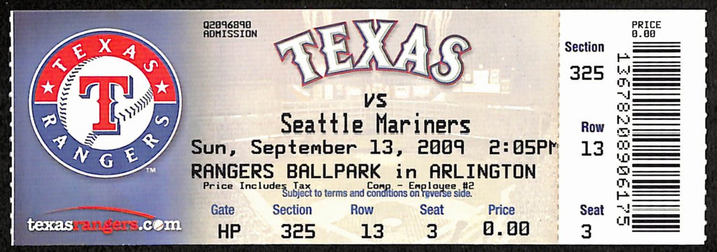 2009 Ichiro Suzuki 1st player 200 hits Full Ticket Mariners vs Rangers 187538