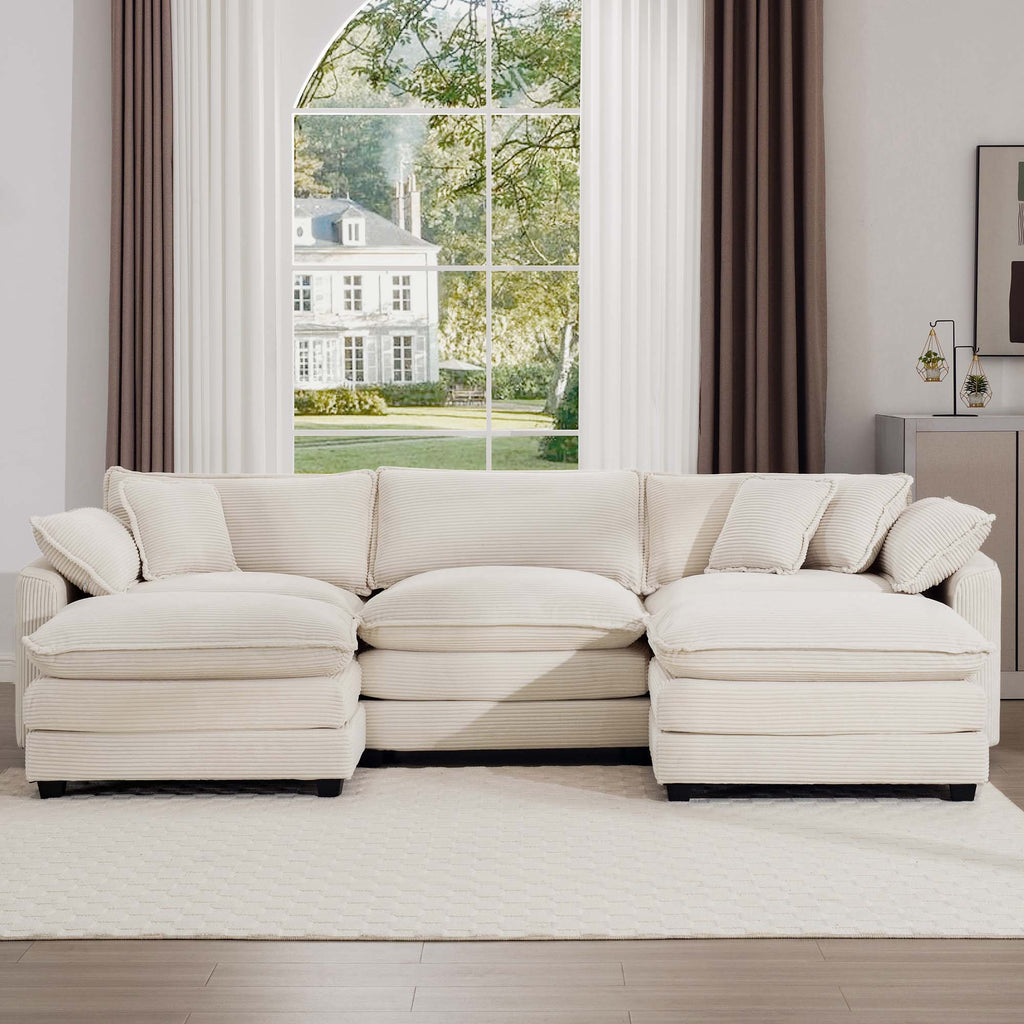 Modern Oversized Modular Cushion Sofa With Ottoman