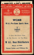 S.K.C. 1949 Six Baseball Leagues 3x5 Slide Pocket Schedule