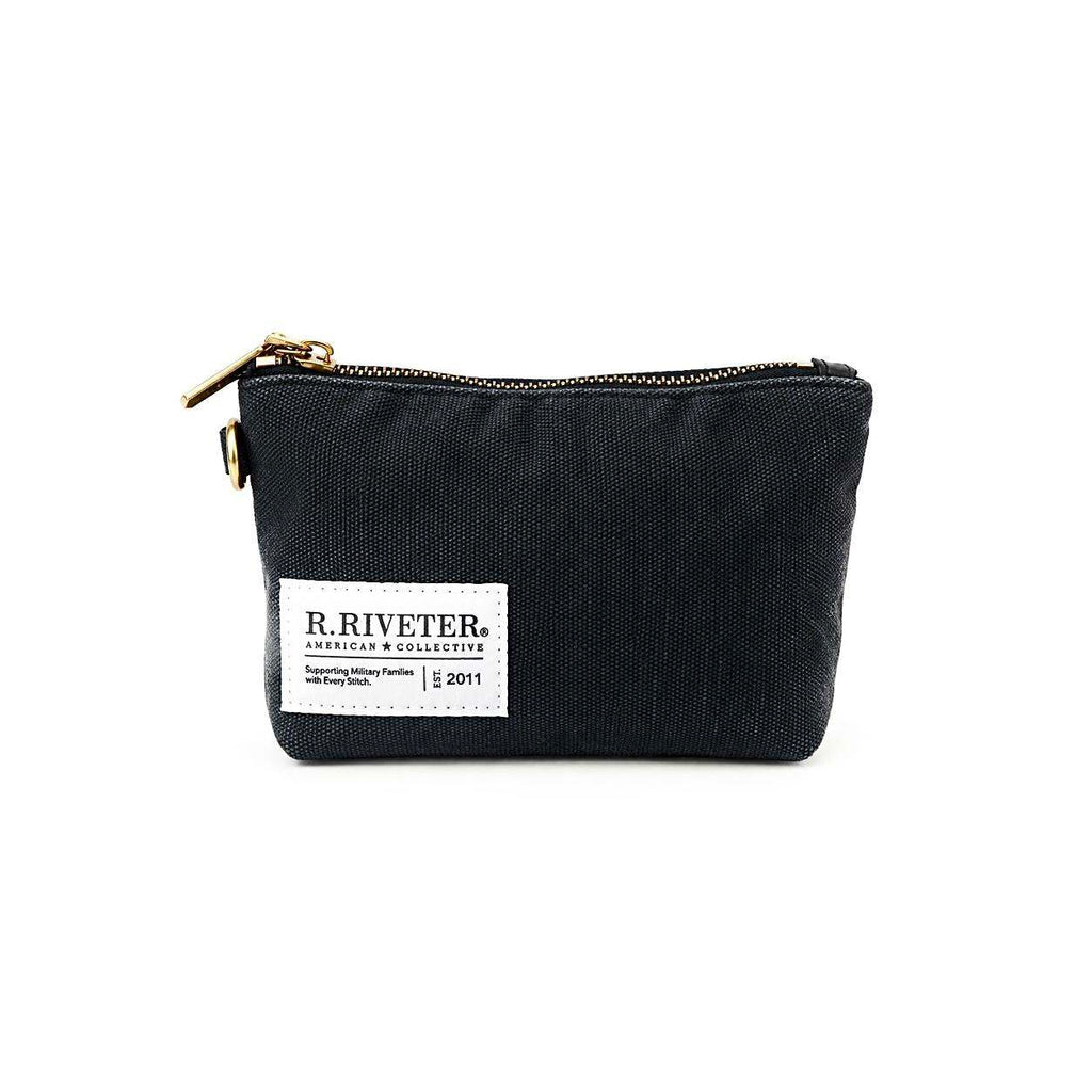 Lucy Mini Zipper Pouch | Black Washed Canvas