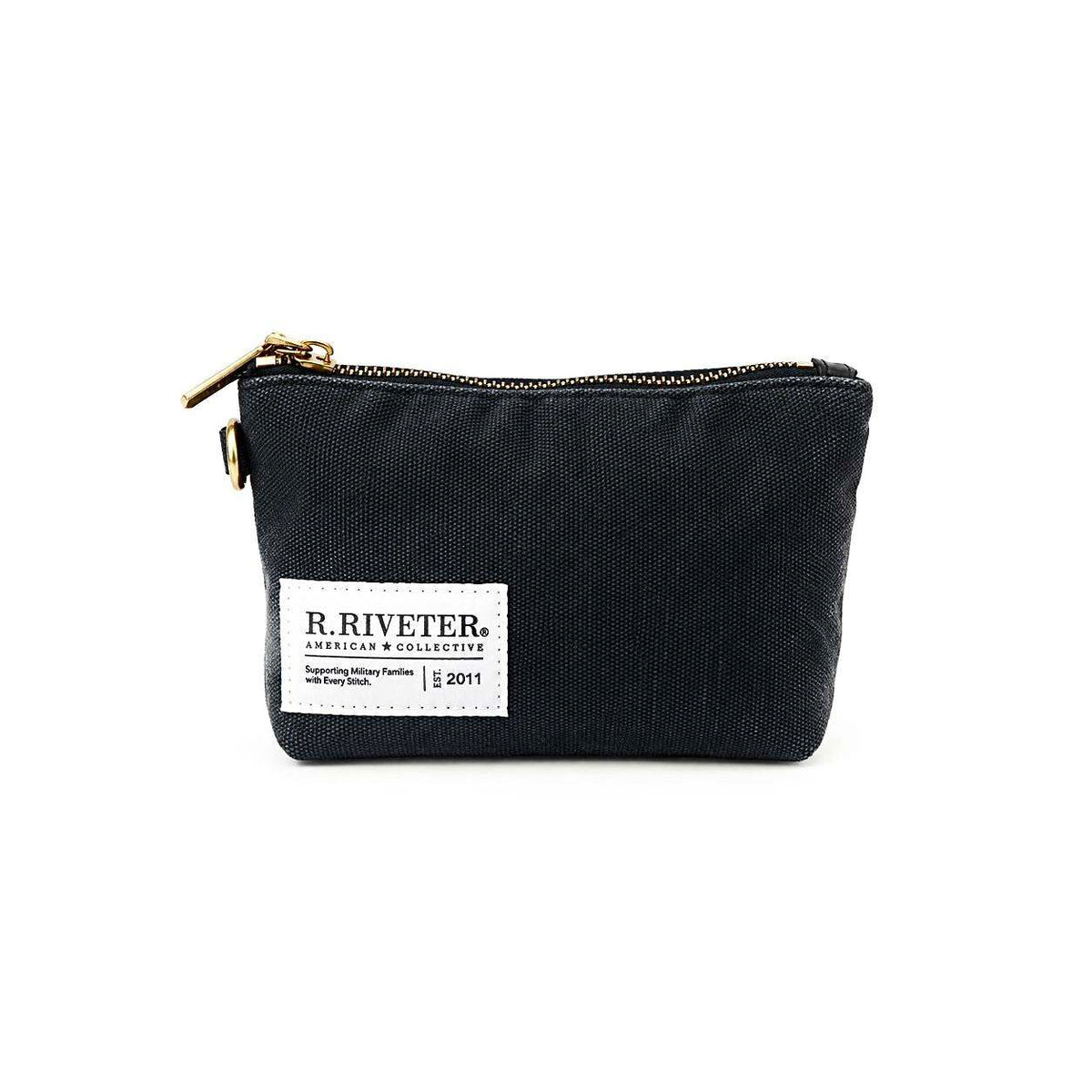 Lucy Mini Zipper Pouch | Black Washed Canvas