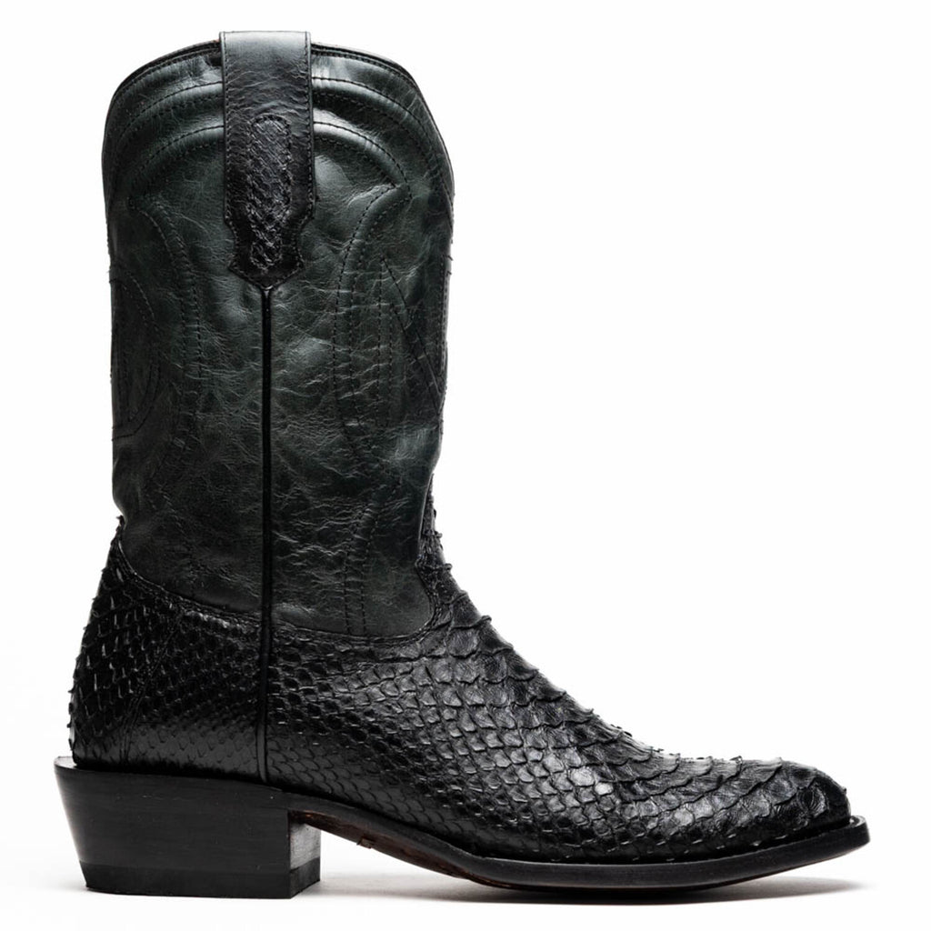 Kansas // Python Leather Western Boots // Black