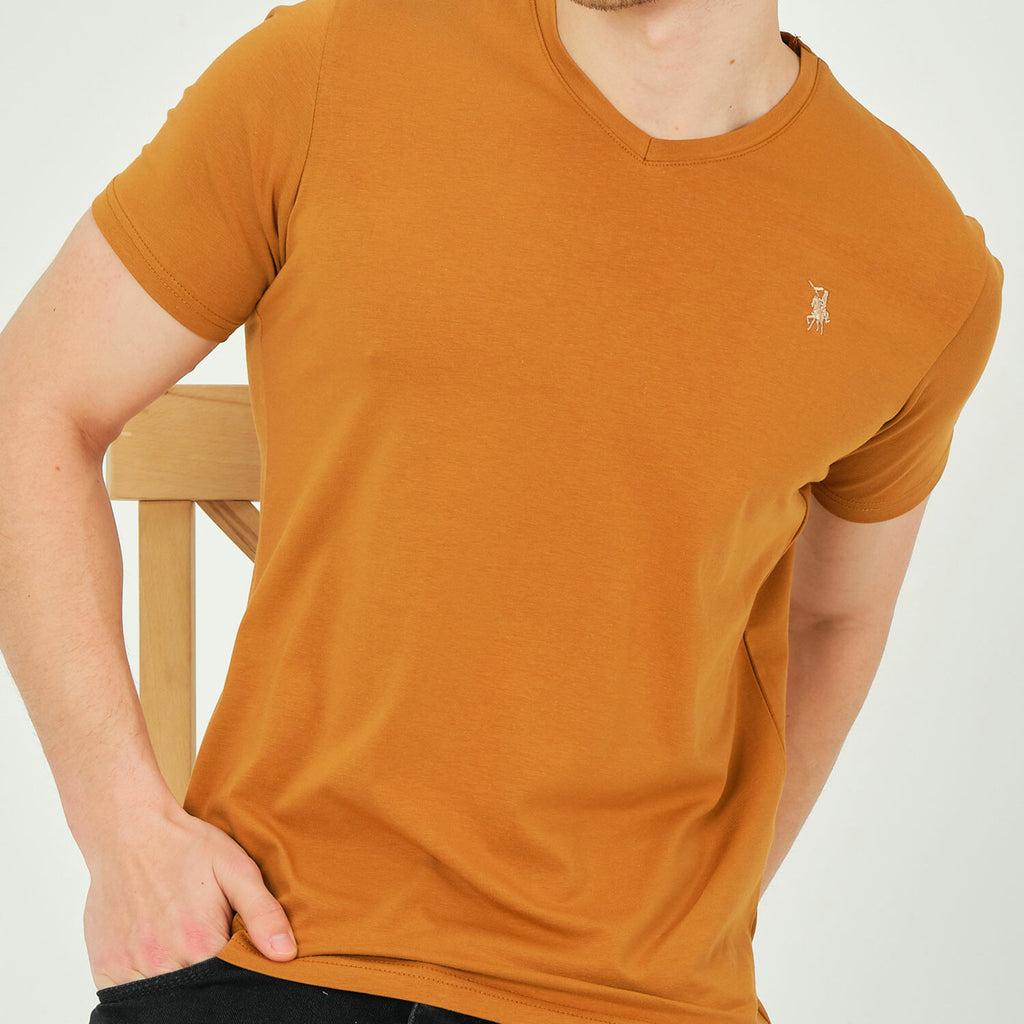 Alex V-Neck Shirt // Camel