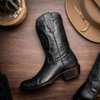 Kansas // Python Leather Western Boots // Black