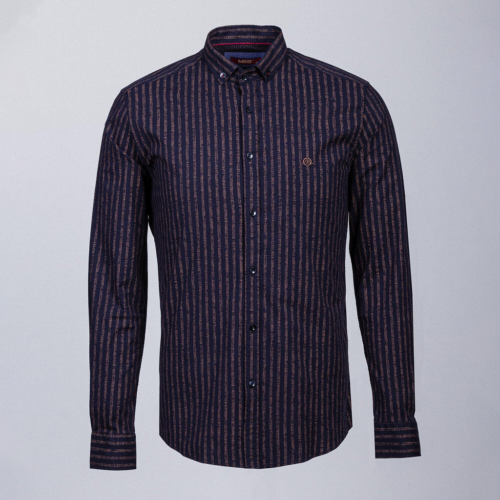 Cluses Button Down Shirt // Dark Blue + Camel