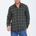Jake Long Sleeve Checkered Pocket Collar Button-Up Shirt // Military Green