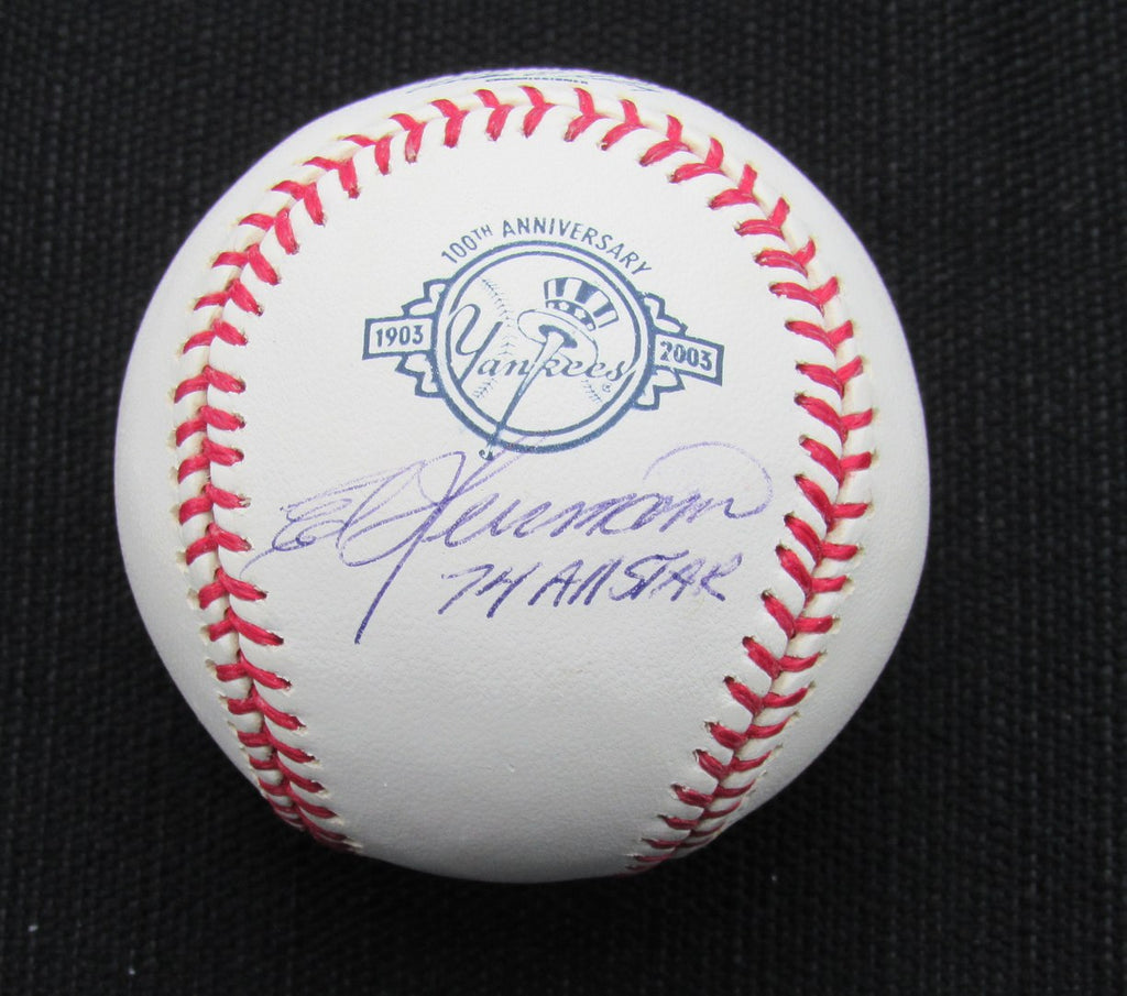 Ed Herrmann Signed/Auto Yankees 100th OML Baseball JSA Inscr 186607