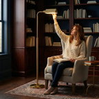 Elara Floor Lamp Gold outer and White inner