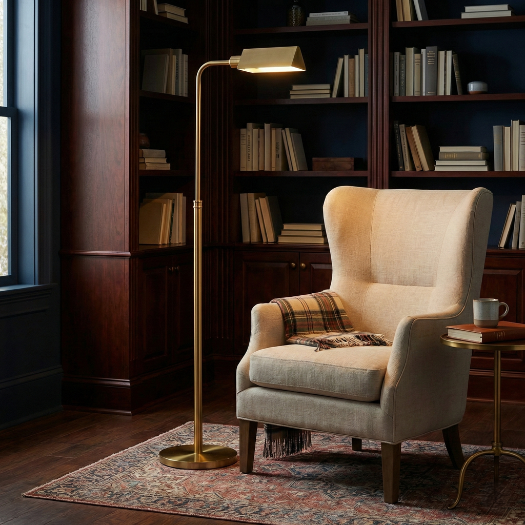 Elara Floor Lamp Gold outer and White inner
