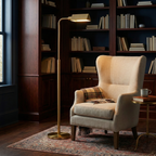 Elara Floor Lamp Gold outer and White inner