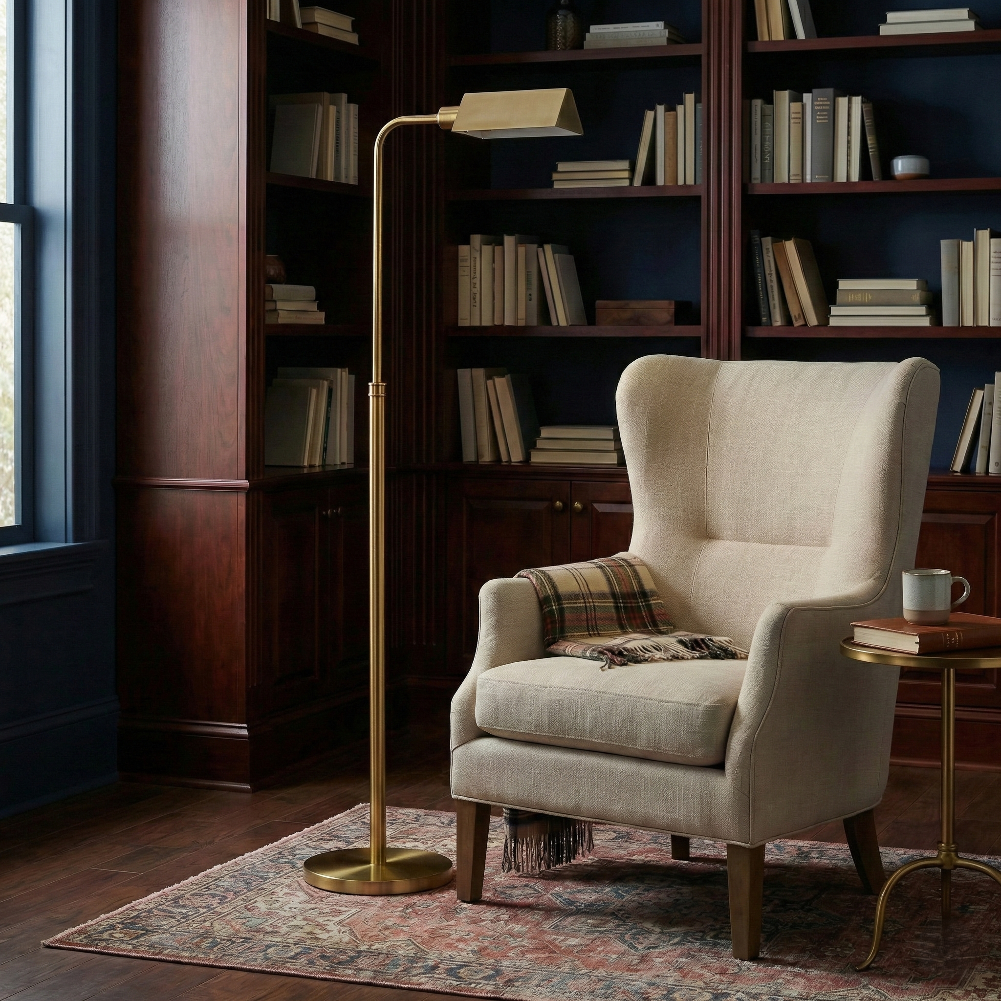 Elara Floor Lamp Gold outer and White inner