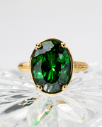 Sterling Silver Oval Cut Emerald CZ Cocktail Ring