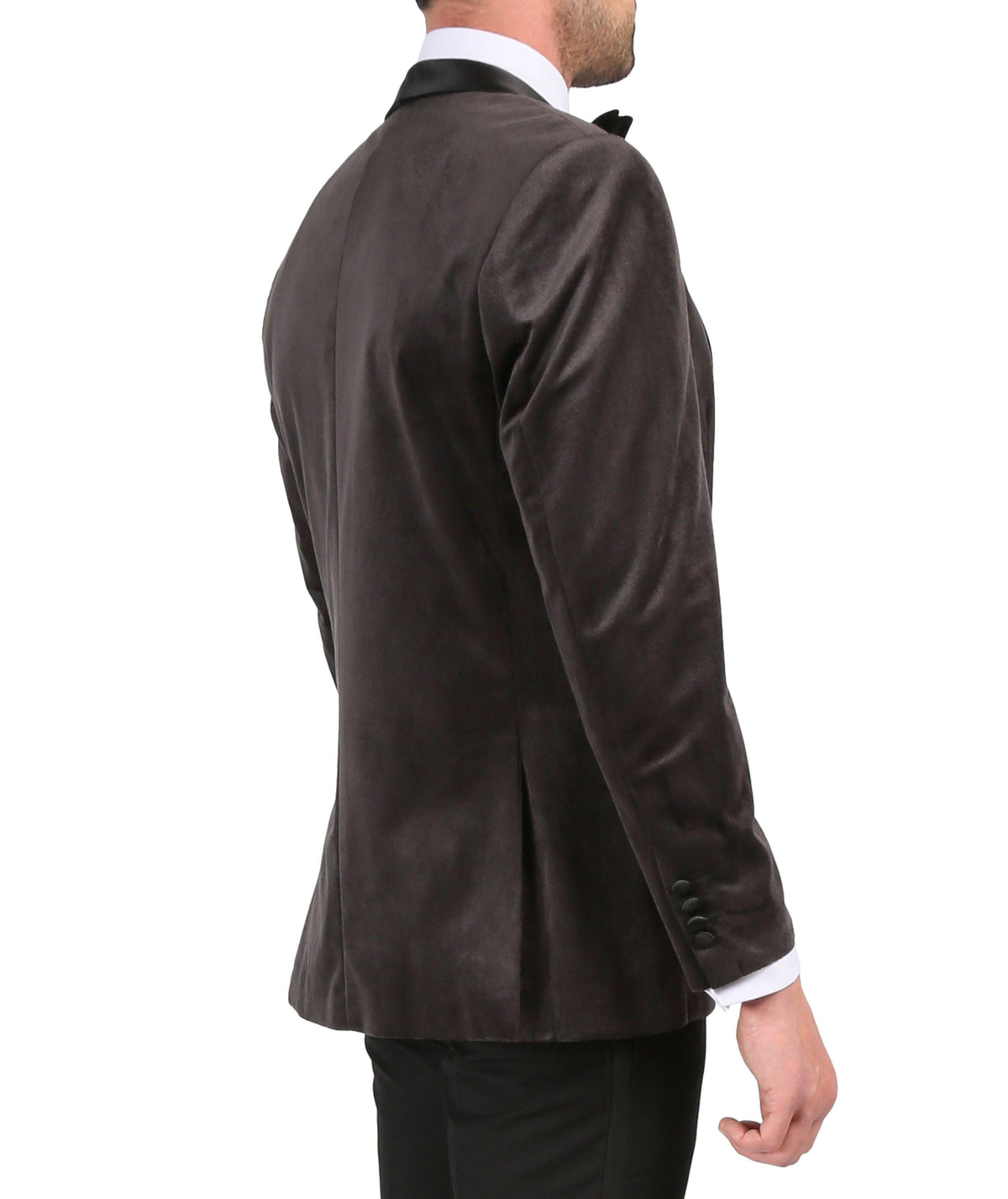Ferrecci Men's Grey Velvet Tuxedo Jacket – Slim Fit Shawl Lapel Dinner Jacket