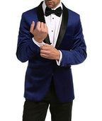 Ferrecci Men's Indigo Velvet Tuxedo Jacket – Slim Fit Shawl Lapel Dinner Jacket