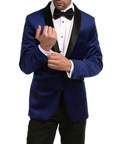 Ferrecci Men's Indigo Velvet Tuxedo Jacket – Slim Fit Shawl Lapel Dinner Jacket