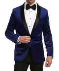Ferrecci Men's Indigo Velvet Tuxedo Jacket – Slim Fit Shawl Lapel Dinner Jacket