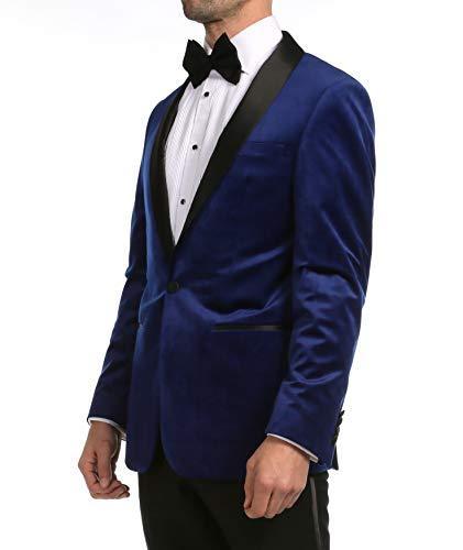 Ferrecci Men's Indigo Velvet Tuxedo Jacket – Slim Fit Shawl Lapel Dinner Jacket