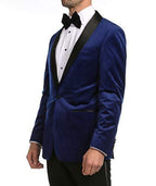 Ferrecci Men's Indigo Velvet Tuxedo Jacket – Slim Fit Shawl Lapel Dinner Jacket