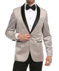 Ferrecci Men's Light Grey Velvet Tuxedo Jacket – Slim Fit Shawl Lapel Dinner Jacket