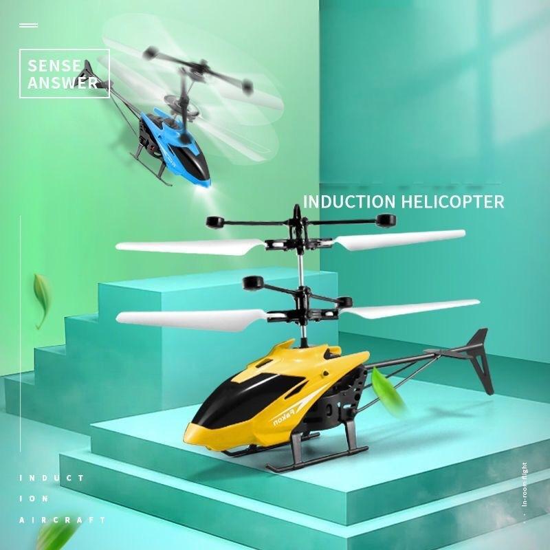 Remote controlled aircraft induction suspended two-way helicopter, drop resistant and playable, rechargeable flying stall toy with lights