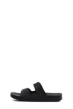 Men's Black Double-Strap Slide Sandals with Adjustable Buckles - Wessi