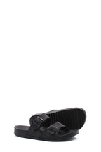 Men's Black Double-Strap Slide Sandals with Adjustable Buckles - Wessi