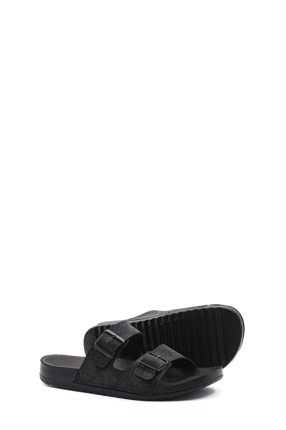 Men's Black Double-Strap Slide Sandals with Adjustable Buckles - Wessi
