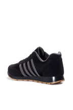Men's Black Mesh Sneakers with Gray Stripe Accents - Wessi