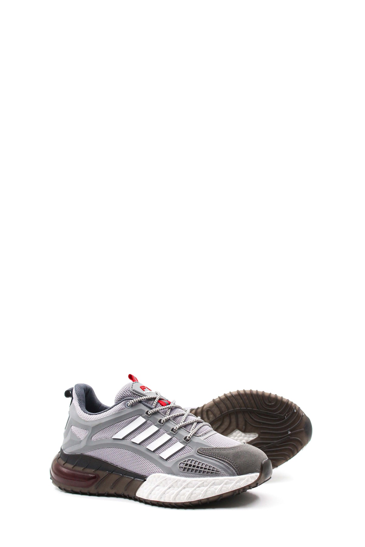 Men's Grey and White Athletic Running Sneakers - Wessi