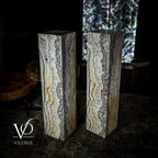 Golden Cloud Onyx Floor Lamp - Exotic - Pair - Medium - 51"H x 12"W - Square - #1