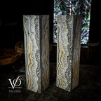 Golden Cloud Onyx Floor Lamp - Exotic - Pair - Medium - 51"H x 12"W - Square - #1