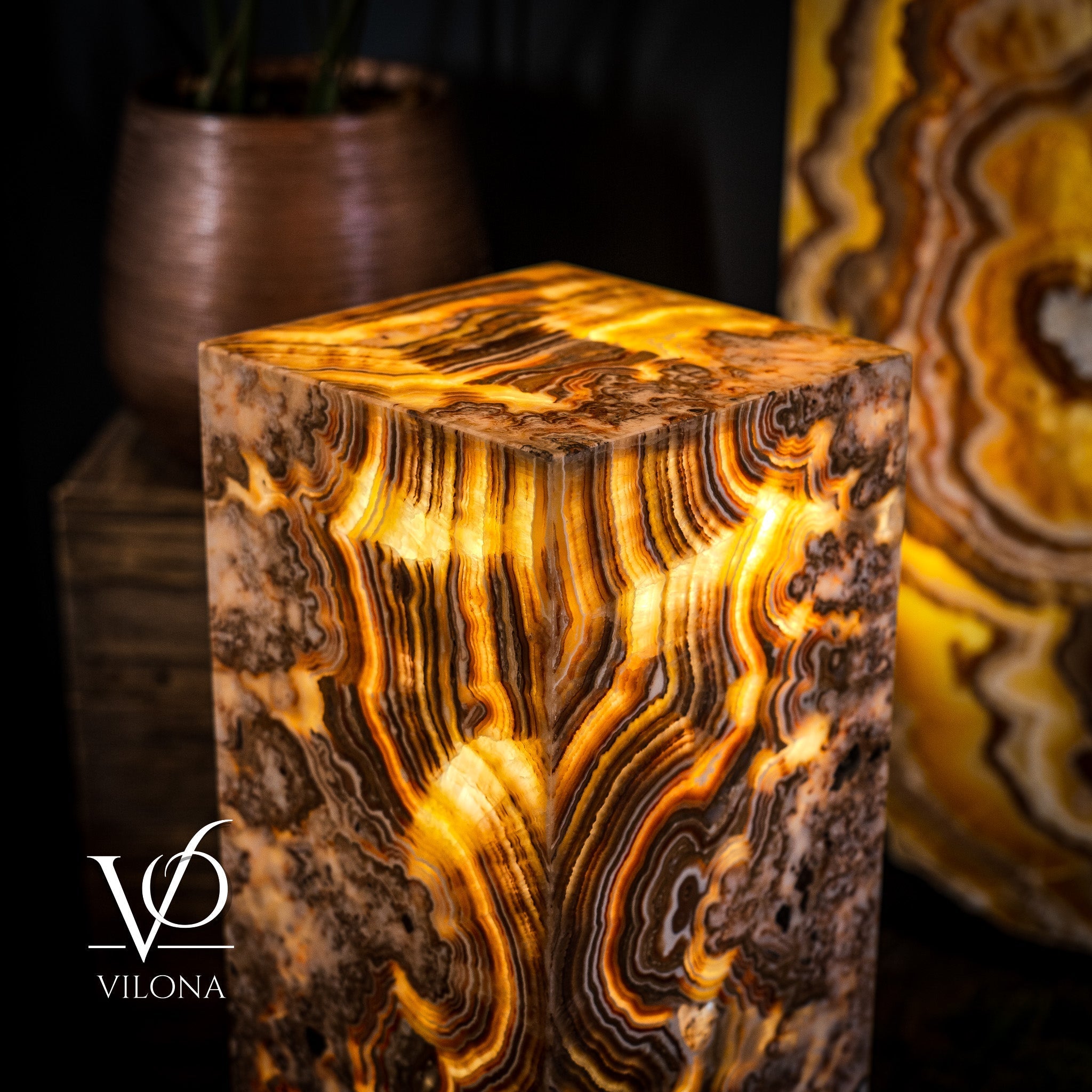 Honeycomb Onyx Floor Lamp -Exotic - Medium - 43"H x 12"W - Square - #1