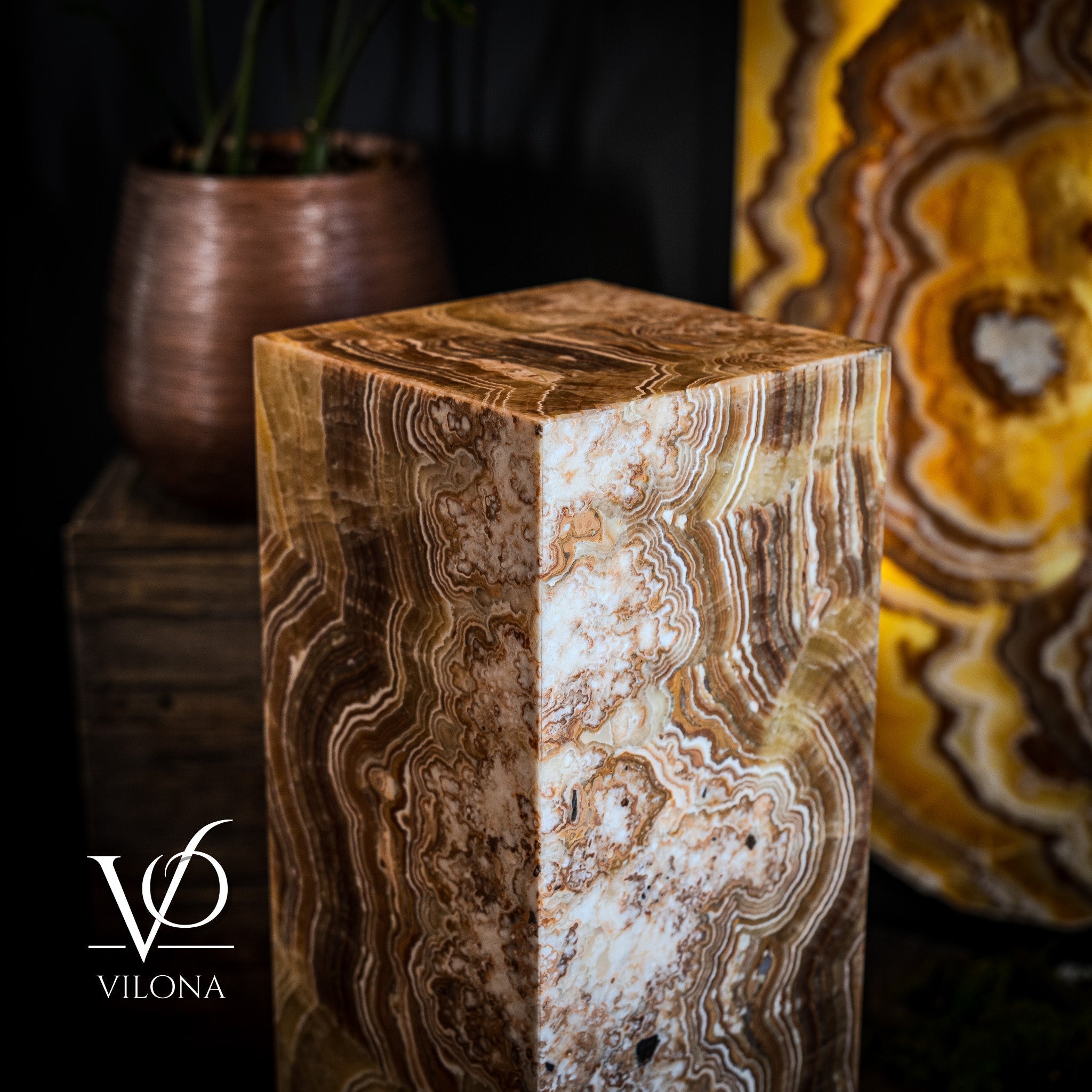 Honeycomb Onyx Floor Lamp -Exotic - Medium - 43"H x 12"W - Square - #1