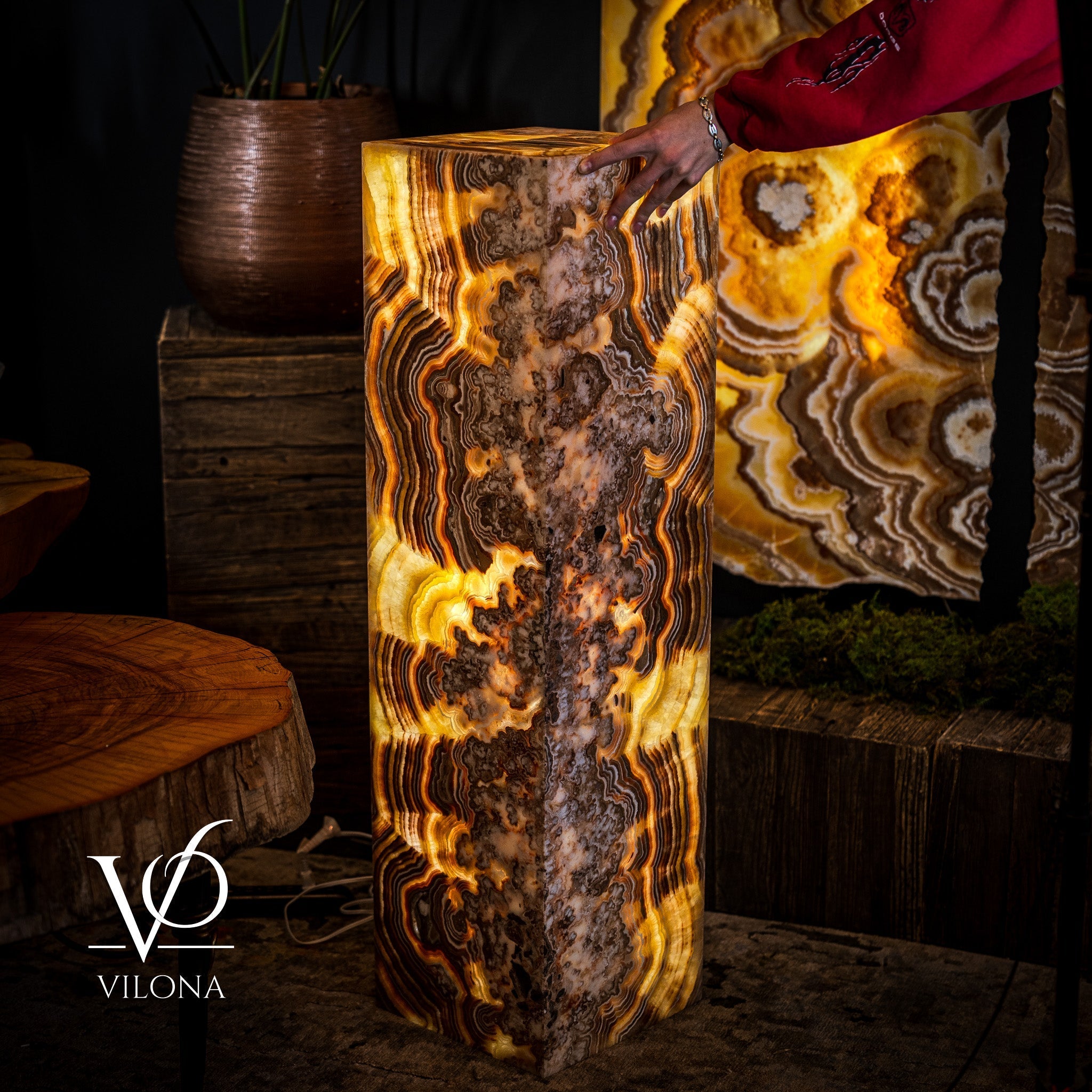 Honeycomb Onyx Floor Lamp -Exotic - Medium - 43"H x 12"W - Square - #1