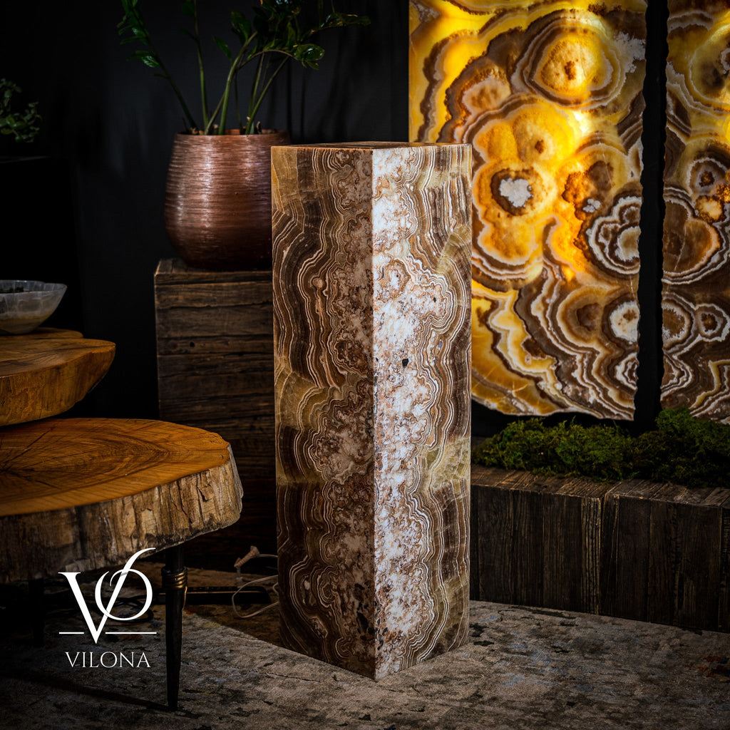 Honeycomb Onyx Floor Lamp -Exotic - Medium - 43"H x 12"W - Square - #1