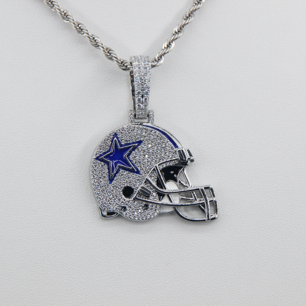 Dallas Cowboys Helmet Pendant Necklace – Sparkling Zircon Gift for Football Fans