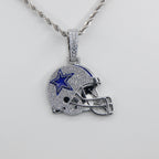 Dallas Cowboys Helmet Pendant Necklace – Sparkling Zircon Gift for Football Fans
