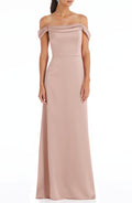 THE DESSY GROUP womens Dessy Collection Off-The-Shoulder Gown  2  Beige