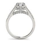14k White Gold Round Cut Pave Set Shank Diamond Engagement Ring (1 3/8 cttw)