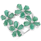 4.63 Carat Genuine Emerald and White Diamond .925 Sterling Silver Ring